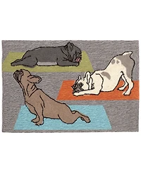 Liora Manne Front Porch Indoor/Outdoor Yoga Dogs Heather 2' x 3' Area Rug