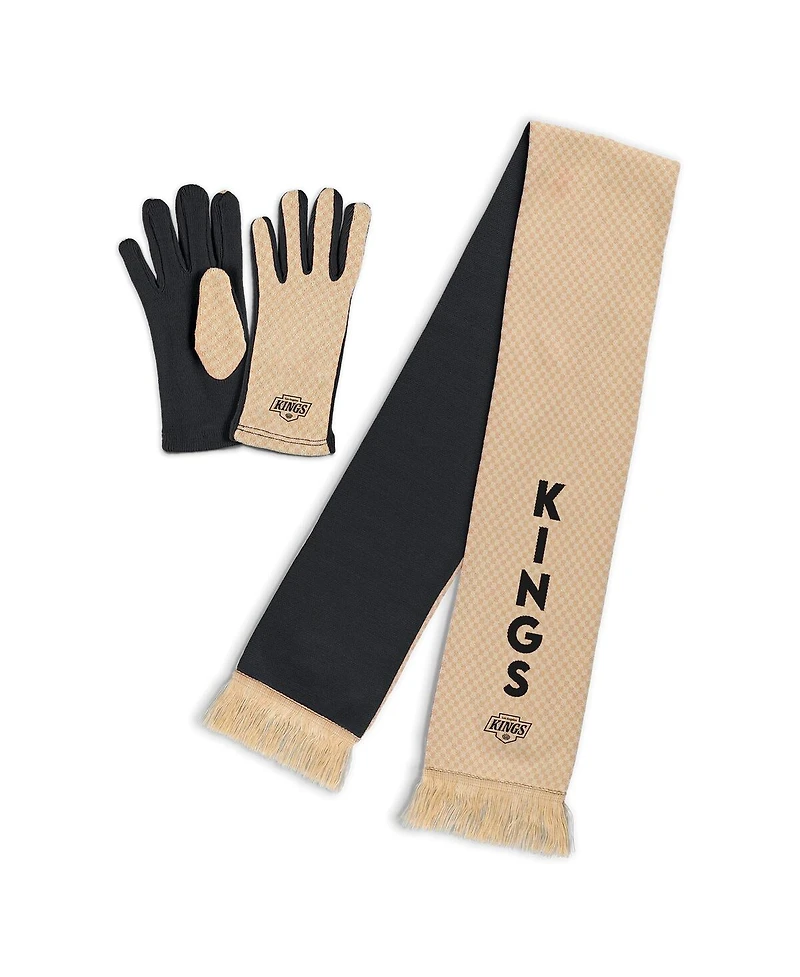 Wear by Erin Andrews Women's Los Angeles Kings Tonal Microcheck Scarf Glove Set