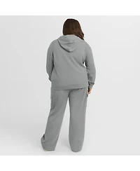 Women's Gray Dallas Cowboys Plus Waffle-Knit Hooded Shirt & Pants Lounge Set
