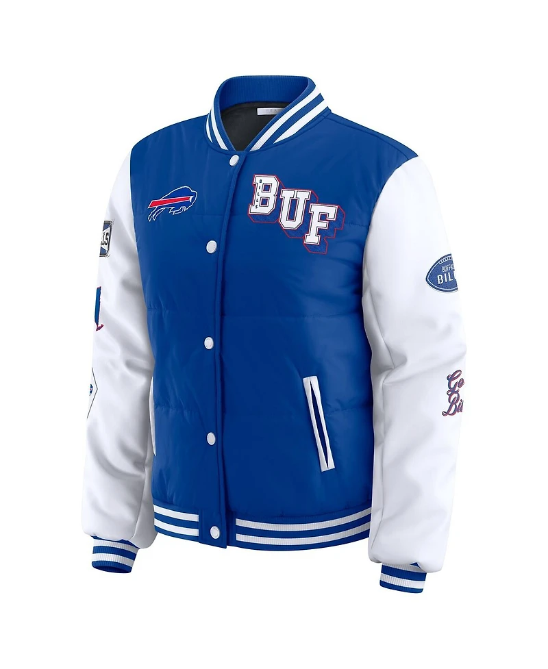 Wear by Erin Andrews Women's Royal Buffalo Bills Varsity Full-Snap Puffer Jacket