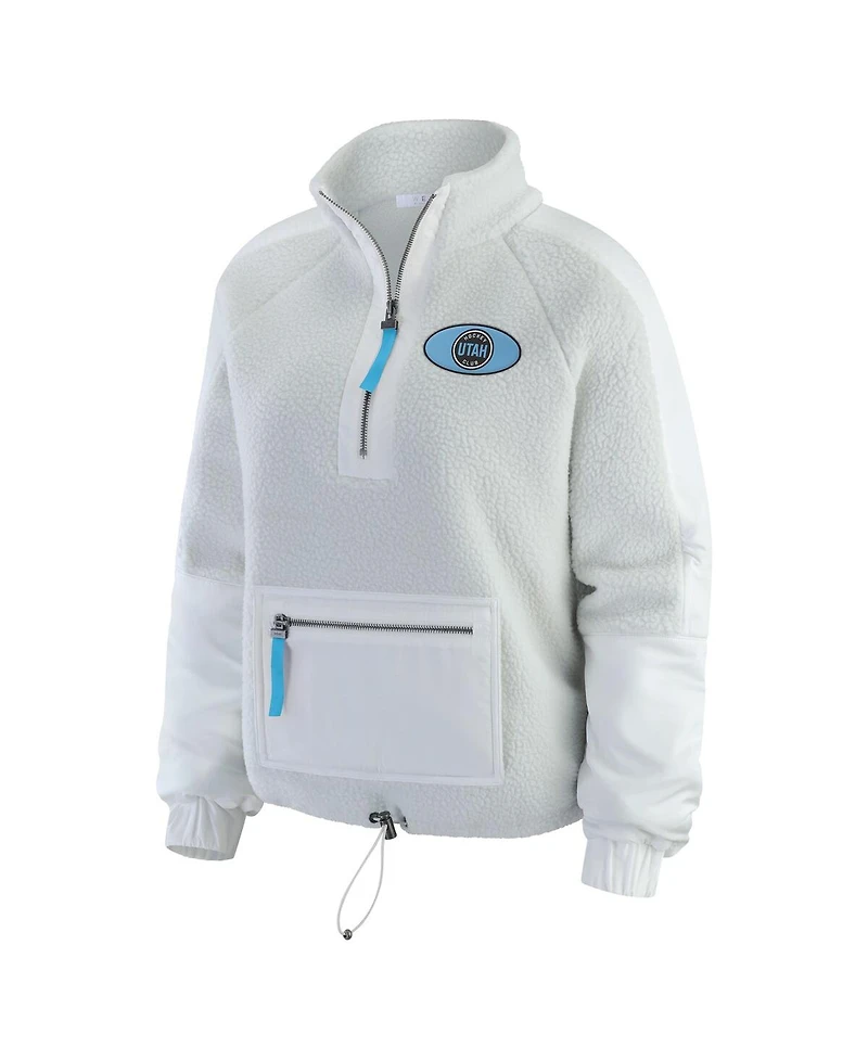 Wear by Erin Andrews Women's Gray Utah Mammoth Polar Fleece Quarter-Zip Jacket