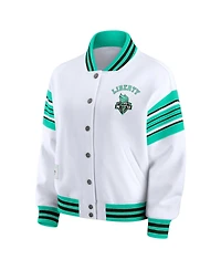 Wear by Erin Andrews Women's White/Mint Wnba Full-Snap Fleece Sweatshirt Jacket