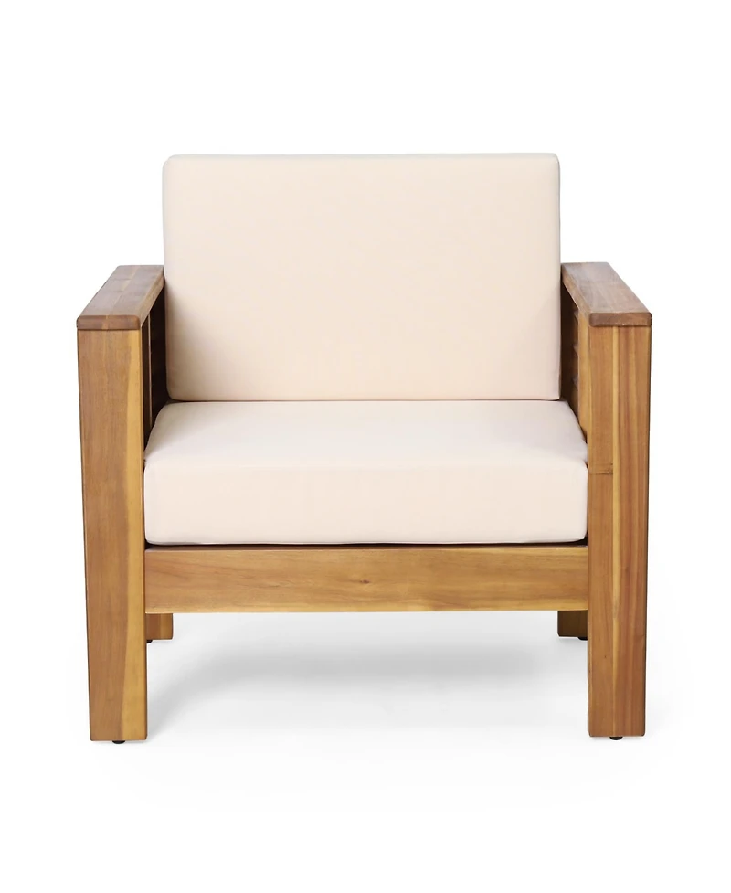 Streamdale Acacia Wood Club Chairs With Cushions, Teak+Beige