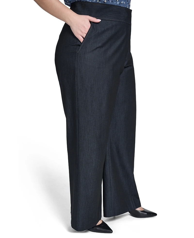 Calvin Klein Plus Wide-Leg Mid Rise Pants