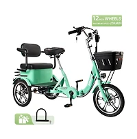 Artudatech 400W 48V 12A Elder Electric folding trike 3 wheel e-bike with Rear Seat