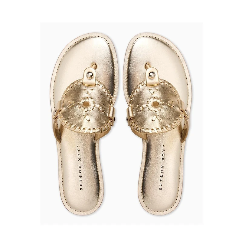 Jack Rogers Collins Silver Metallic Nappa Leather Sandal