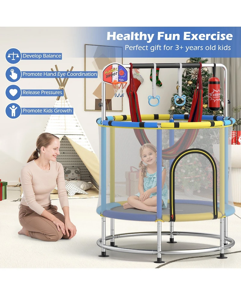 Gymax 6-in-1 Kids Trampoline Combo 55'' Toddler Play Activity Center w/Hammock