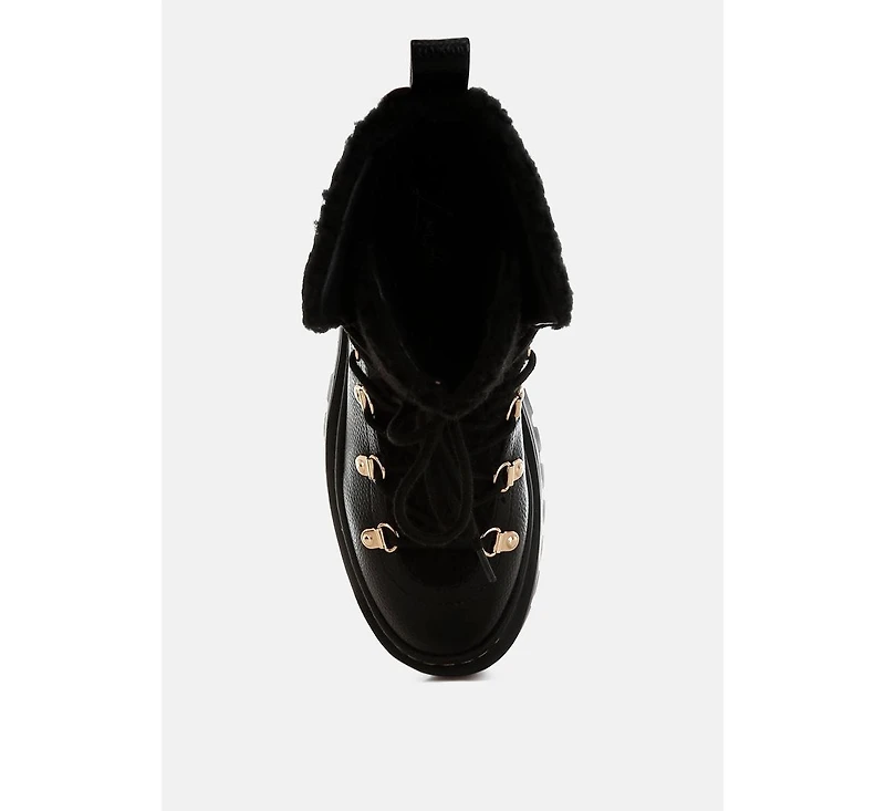 Omul Fleece & Faux Leather Boots