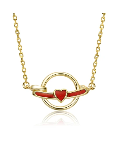 GiGiGirl 14K Gold Plated with Intertwined Rings & Colored Enamel Heart Necklace