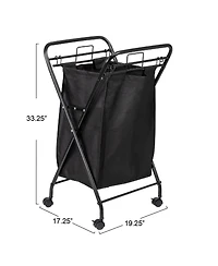 Household Essentials Rolling Laundry Hamper, 2 Load Capacity