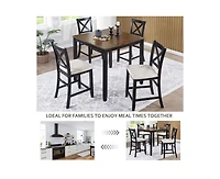 Casainc 5-Piece Classic Counter Height Wood Dining Set with 4 Chairs in Black and Oak Tones
