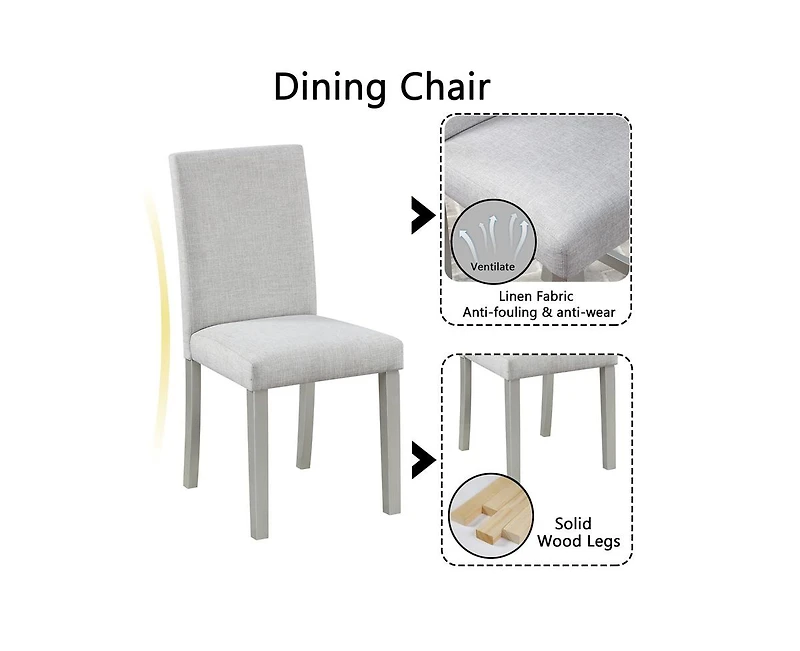 Casainc 5-Piece Counter Height Dining Set with Crystal Accent Square Wood Table and 4 Upholstered Chairs