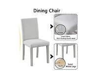 Casainc 5-Piece Counter Height Dining Set with Crystal Accent Square Wood Table and 4 Upholstered Chairs