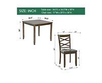 Casainc Modern Elegant 5-Piece Walnut Wood Dining Set with 4 Chairs