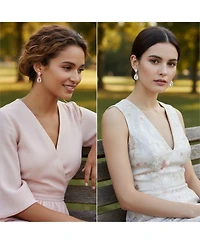 Bling Jewelry Set of 2 Pave Halo Dangle Teardrop Cubic Zirconia Pink & CleAR Cz Drop Earrings Rose Gold Plated