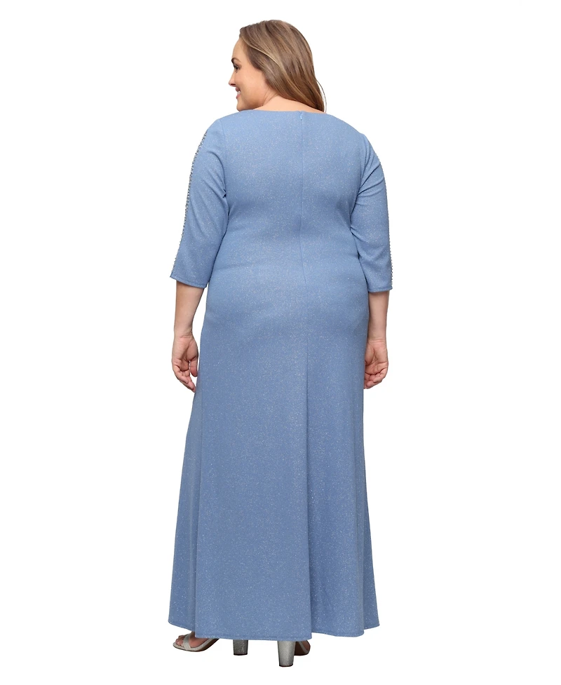 Sl Fashions Plus Crewneck Maxi Dress