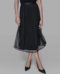 Karl Lagerfeld Paris Women's Long Mesh Pleated Midi Skirt