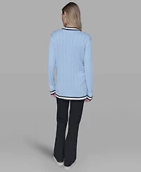 Karl Lagerfeld Paris Women's V-Neck Contrast Cardigan