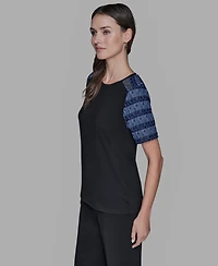 Karl Lagerfeld Paris Women's Raglan Short-Sleeve Blouse