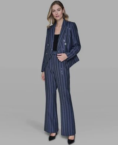 Karl Lagerfeld Paris Womens One Button Sequin Stripe Jacket Mid Rise Striped Sequin Pants