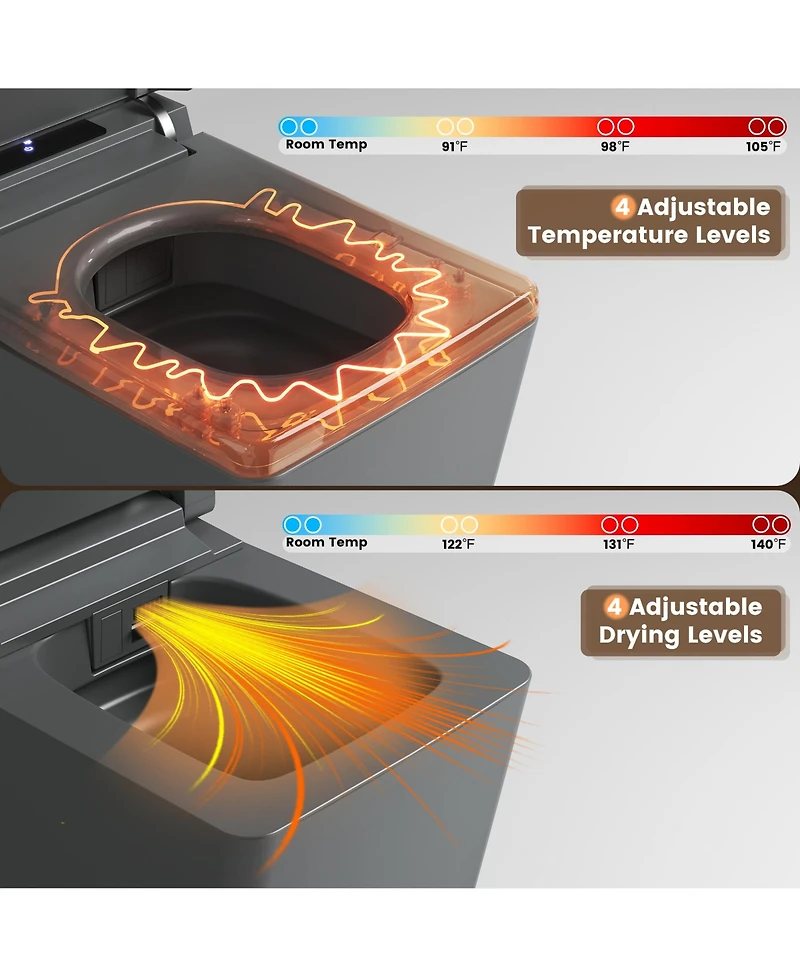 Casainc Smart One-Piece Bathroom Fixture With Heated Seat, Auto Flush, Wash, Dryer And Digital Display