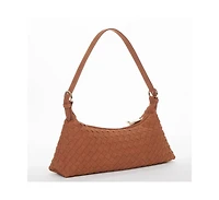 Susu Woven Suede Baguette Bag with Crossbody Strap