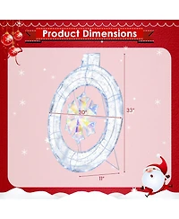 Costway 33" Lighted Ornament Pre-Lit Christmas Wreath with 128 Cold White Led Lights