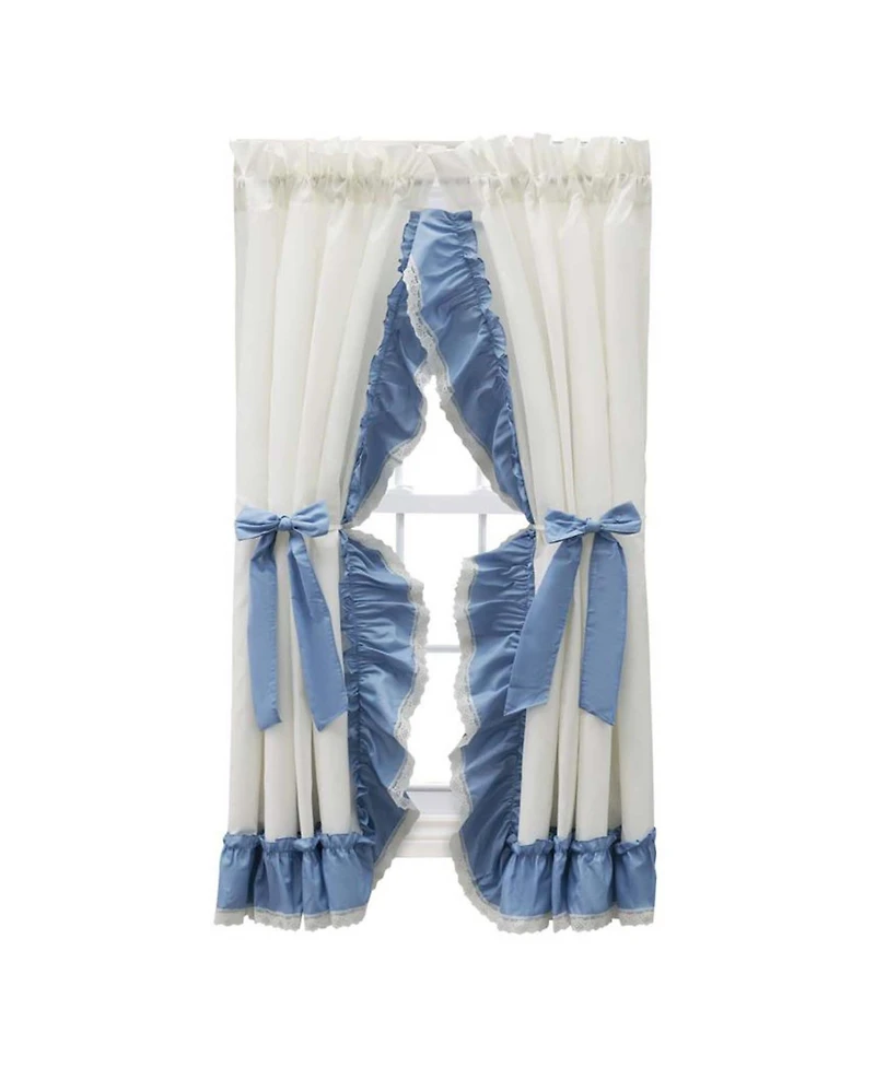 Ellis Curtain Madelyn Ruffled Victorian Priscillas 1.5" Rod Pocket Curtain Panel 100" x 72" Slate