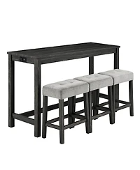 sumyeg Industrial 4-Piece Bar Table Set with Power Outlet Grey