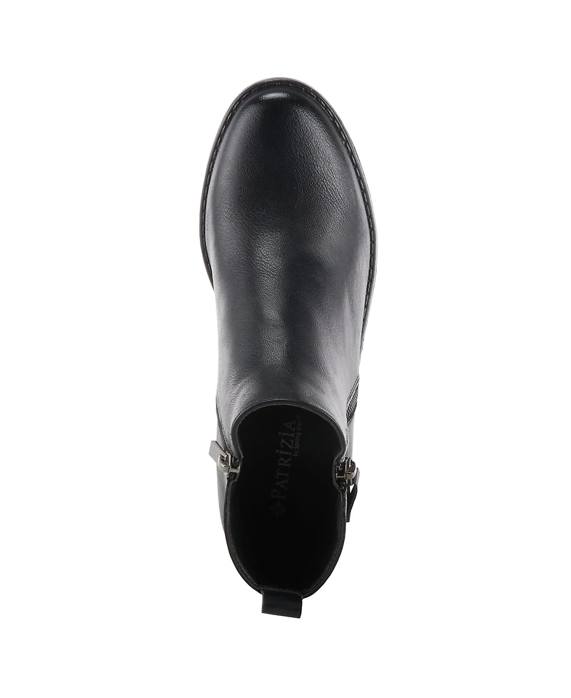 Patrizia Women s Irie Burnished Almond Toe Booties with Outside Zipper and Toggle Detail