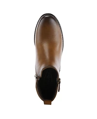 Patrizia Women s Irie Burnished Almond Toe Booties with Outside Zipper and Toggle Detail