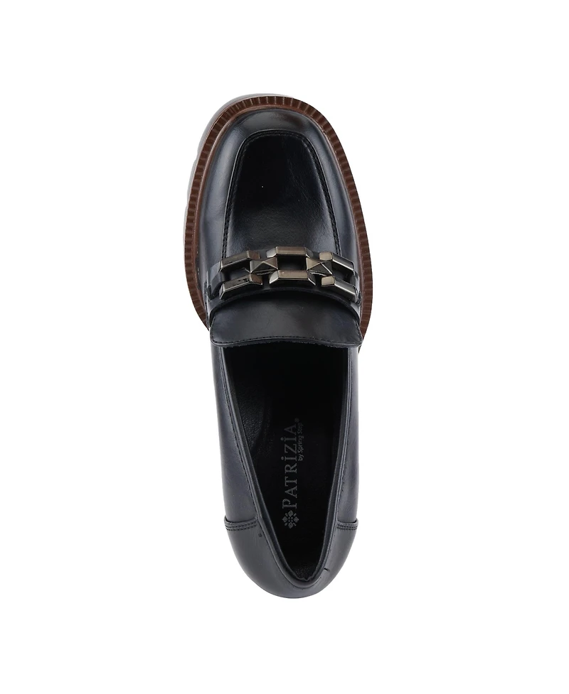 Patrizia Women s Dajah Slip-On Loafers with Inset Heel, Geometric Hardware & Lug Sole