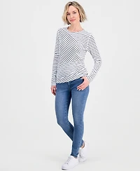 Nautica Women's Mixed-Stripe Long-Sleeve T-Shirt