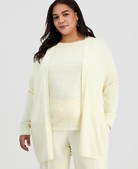 Anne Klein Plus Collarless Open-Front Cardigan