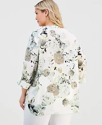 Anne Klein Essentials Plus Printed V-Neck Blouse