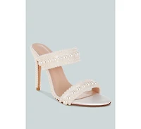 London Rag Womens Ambrin Pearl Embellished Slip On Stiletto Heels