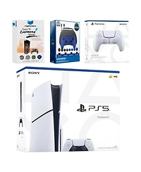 Sony PlayStation 5 Slim Disc Bundle with Extra Controller, Accessory Kit and MightySkins Code