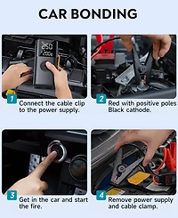 Sugift 5-in-1 Portable Jump Starter with Air Compressor, 10000mAh Car Battery Booster