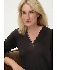 Olsen Women's V-Neck Sparkle-Trim T-Shirt