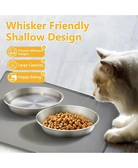 Wopet 2 Pack Stainless Steel Cat Food Bowls Deep Whisker Friendly Non Slip Silicone Base Easy Clean Indoor Feeding Dishes 59 Inch