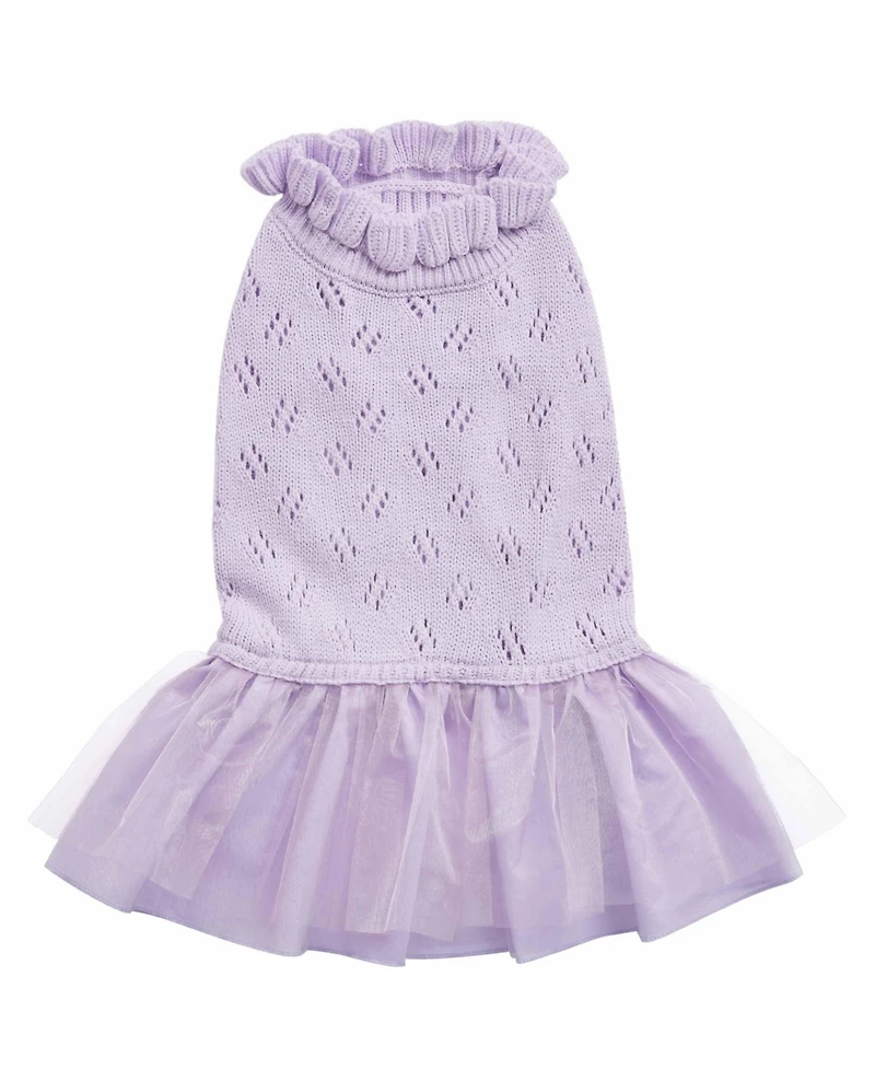 Blueberry Pet My Cutie Princess Ruffle Collar with Layered Tulle Dog Sweater Dress