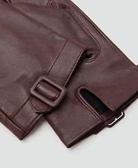 Mango Women's Buckle Leather Gloves
