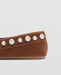 Mango Women's Studded Suede Moccasins