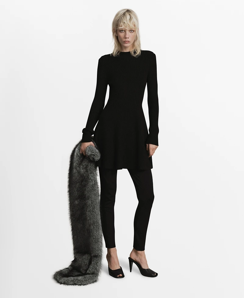 Mango Women's Ribbed Knitted A-Line Dress