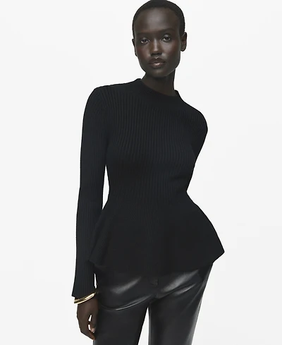 Mango Women's Ribbed Peplum Sweater