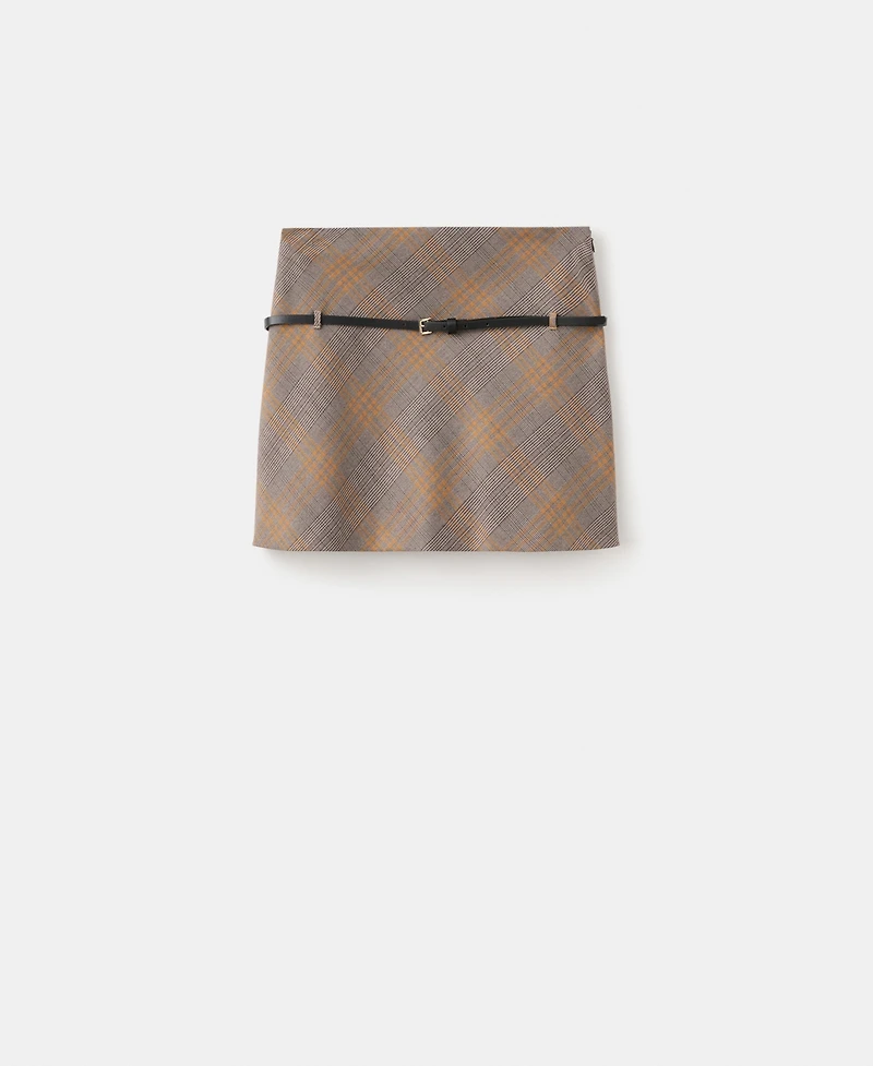 Mango Women's Belt Checked Skirt
