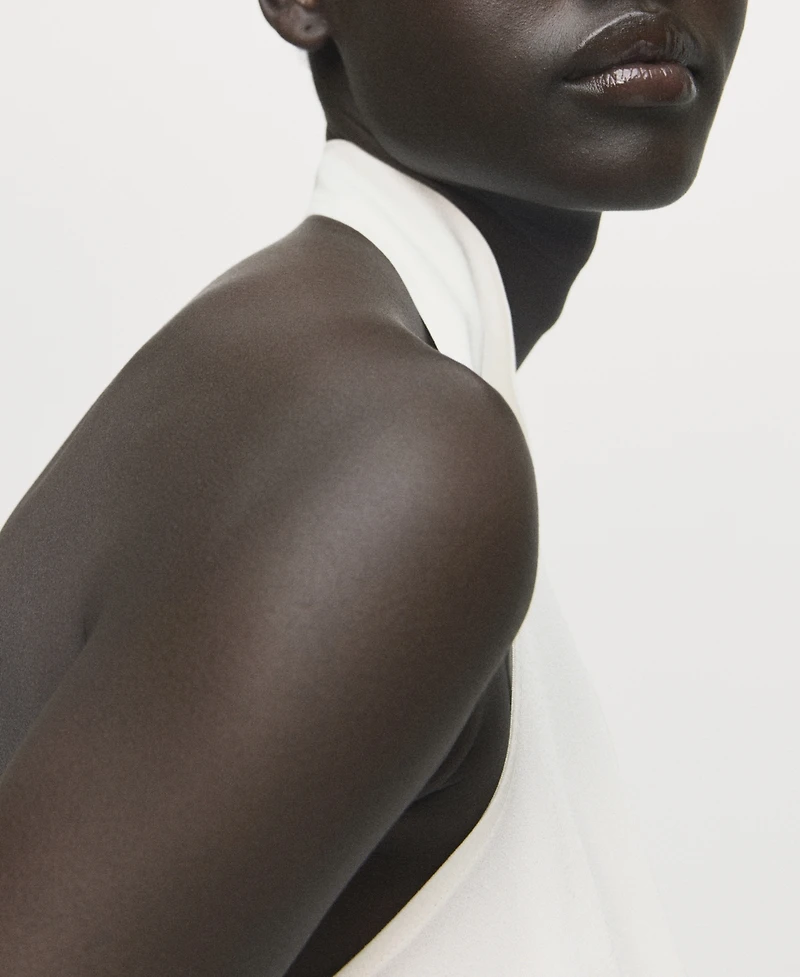 Mango Women's Draped Neck Satin Blouse