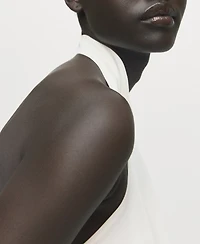 Mango Women's Draped Neck Satin Blouse