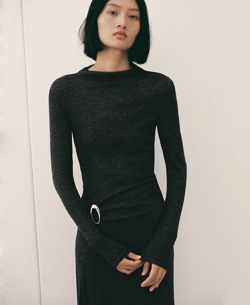 Mango Women's Ring Detail Ruched Dress