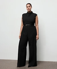 Mango Women's Draped Neck And Belt Jumpsuit